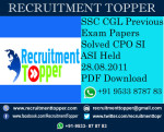 SSC CGL Previous Exam Papers Solved CPO SI ASI Held 28.08.2011