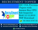 SSC CGL Previous Papers with Answer Key CPO Sub Inspector Held 12.12.2010