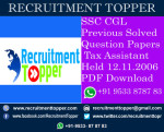 SSC CGL Previous Solved Question Papers Tax Assistant Held 12.11.2006