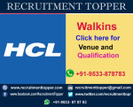 HCL Walkins for Experienced at Chennai